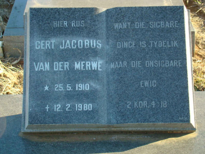MERWE Gert Jacobus, van der 1910-1980