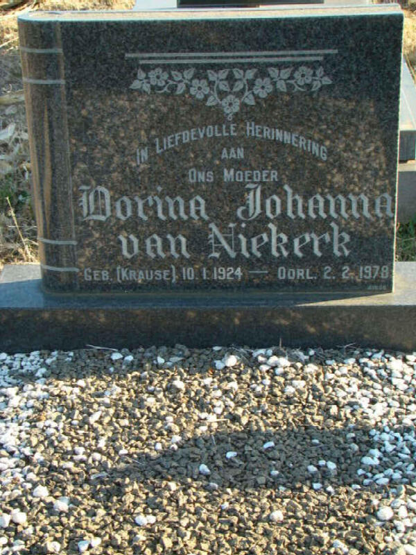 NIEKERK Dorina Johanna, van nee KRAUSE 1924-1978