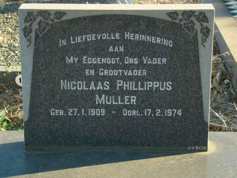 MULLER Nicolaas Phillippus 1909-1974