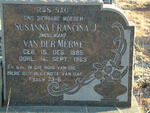 MERWE Susanna Francina J., van der nee MOOLMAN 1885-1963