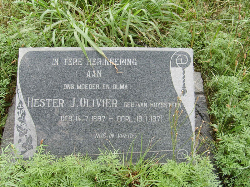 OLIVIER Hester J. nee VAN HUYSSTEEN 1897-1971