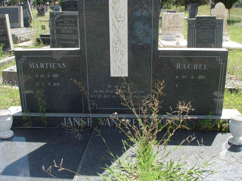 RENSBURG Martiens, Janse van 1932-1976 & Rachel 1938-