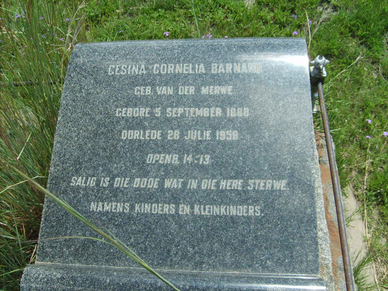 BARNARD Gesina Cornelia nee VAN DER MERWE 1888-1959