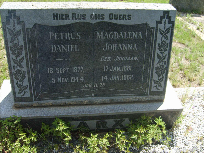 MARX Petrus Daniel 1877-1944 & Magdalena Johanna JORDAAN 1881-1962