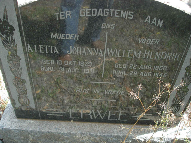 ERWEE Willem Hendrik 1868-1946 & Aletta Johanna 1879-1971
