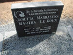 BREDENKAMP Janetta Magdalena Martha, formerly LE ROUX, nee JACOBS 1909-1997