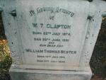 CLAPTON W.T. 1874-1891 :: CLAPTON William Thomas Bester 1914-1935