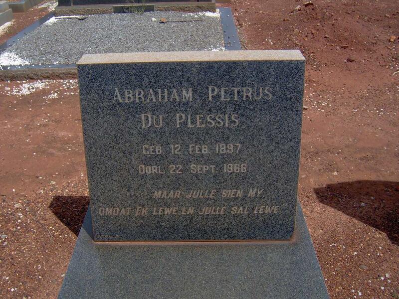 PLESSIS Abraham Petrus, du 1897-1966