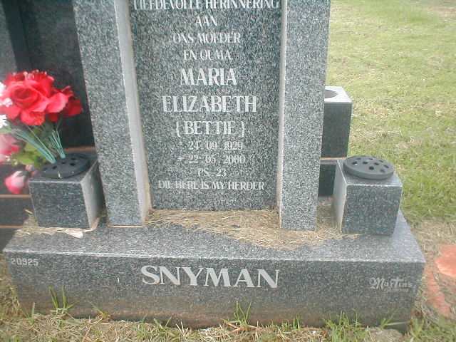 SNYMAN Maria Elizabeth 1929-2000
