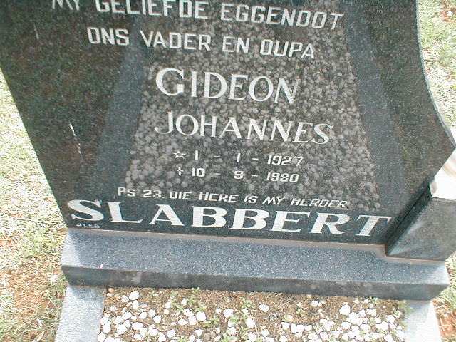 SLABBERT Gideon Johannes 1927-1980