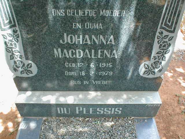 PLESSIS Johanna Magdalena, du 1915-1979