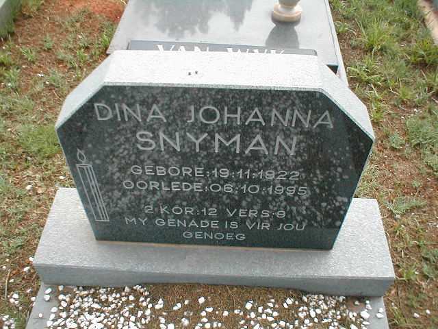 SNYMAN Dina Johanna 1922-1995