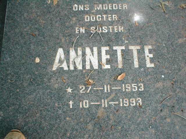 VENTER Annette 1953-1993