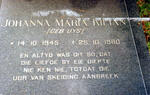 KILIAN Johanna Maria nee UYS 1945-1980