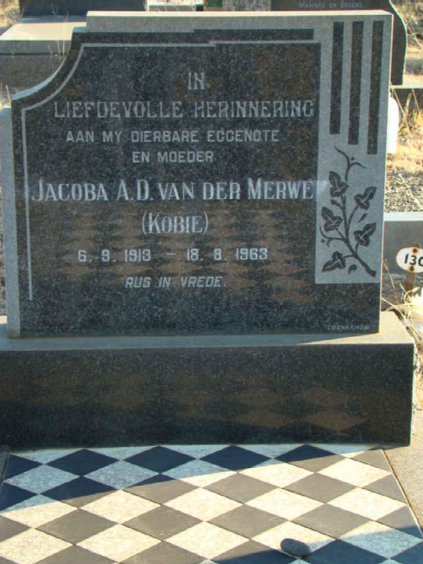 MERWE Jacoba A.D., van der 1913-1963