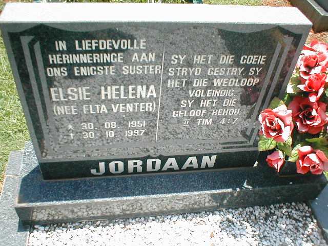 JORDAAN Elsie Helena nee Elta VENTER 1951-1997