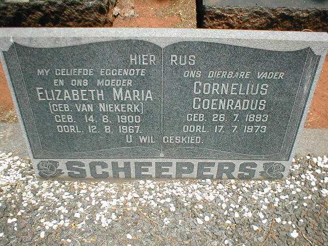SCHEEPERS Cornelius Coenradus 1893-1973 & Elizabeth Maria VAN NIEKERK 1900-1967