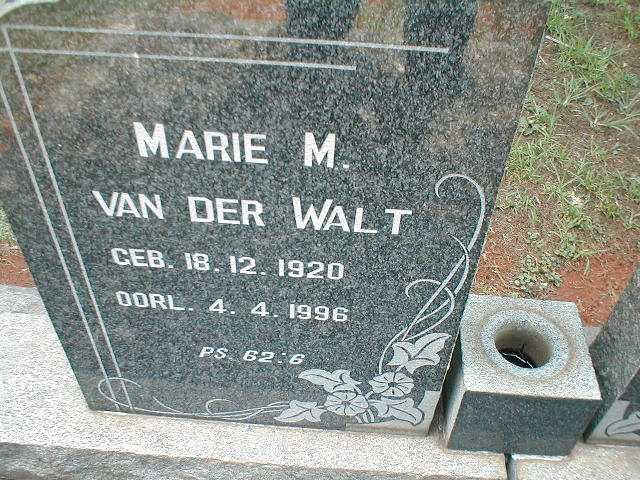 WALT Marie M., van der 1920-1996