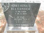 WESTHUIZEN Marthinus Alexander, van der 1919-1959 & Jessie Henrietta 1922-1975