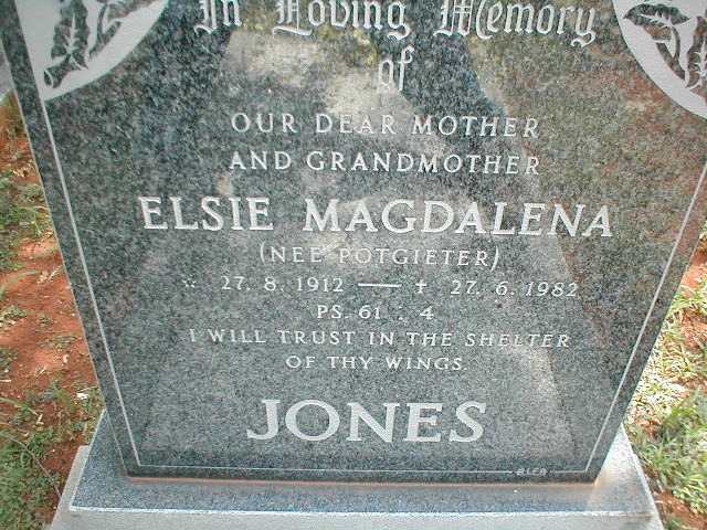 JONES Elsie Magdalena nee POTGIETER 1912-1982