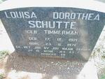 SCHUTTE Louisa Dorothea nee TIMMERMAN 1921-1976