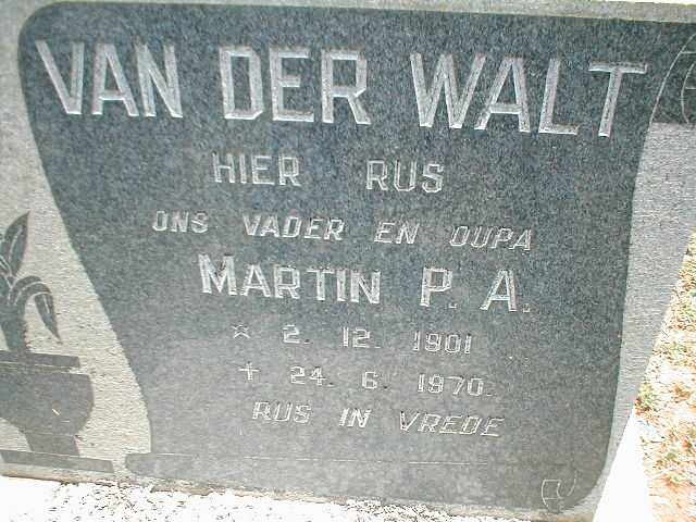 WALT Martin P.A., van der 1901-1970