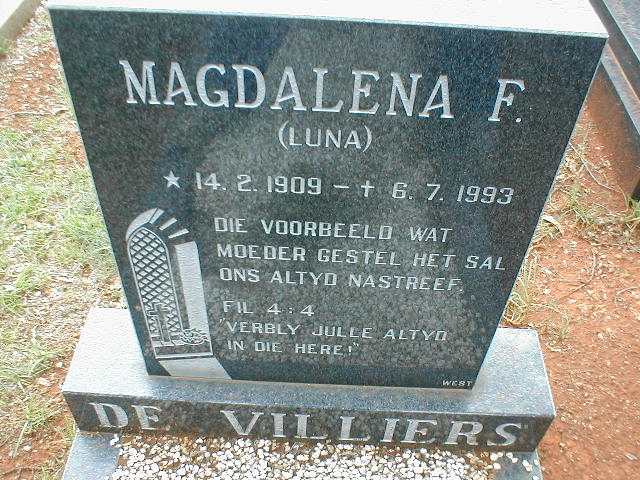 VILLIERS Magdalena F., de 1909-1993