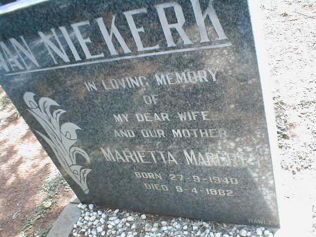NIEKERK Marietta Margret, van 1940-1982