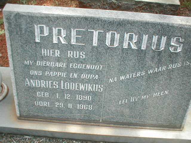 PRETORIUS Andries Lodewikus 1890-1968