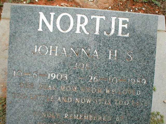 NORTJE Johanna H. S. 1903-1989