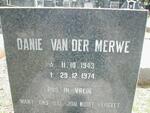 MERWE Danie, van der 1943-1974
