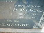 GRANGE Matthys Andries, le 1918-1969