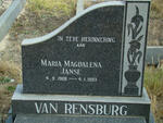 RENSBURG Maria Magdalena, Janse van 1908-1993