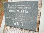 WAIT Maria Aletta 1890-1975