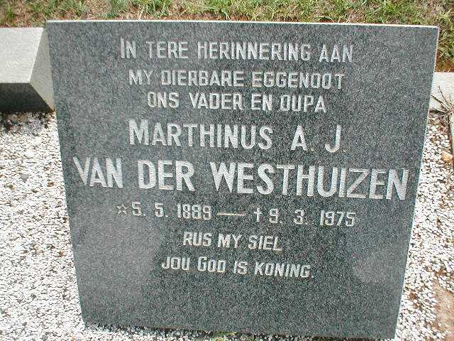 WESTHUIZEN Marthinus A.J., van der 1889-1975