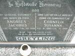 GREYLING Andries Jacobus 1915-1981 & Cornelia Susanna 1918-1998