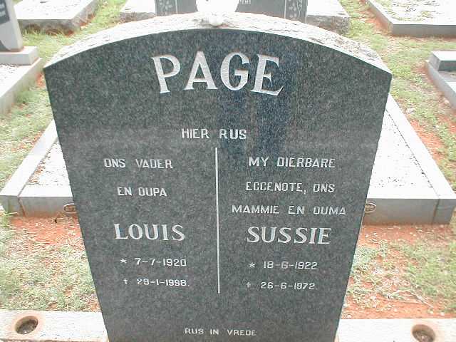 PAGE Louis 1920-1998 & Sussie 1922-1972