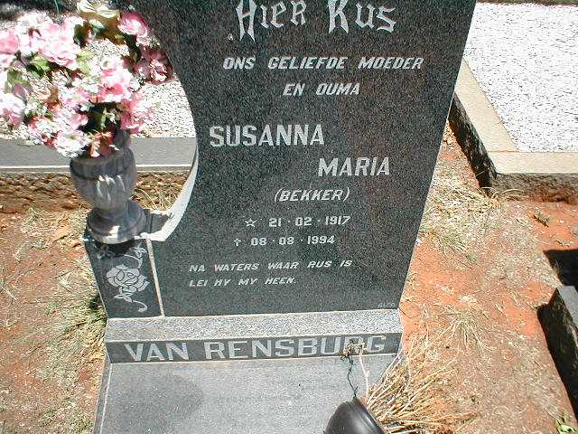 RENSBURG Susanna Maria, van nee BEKKER 1917-1994