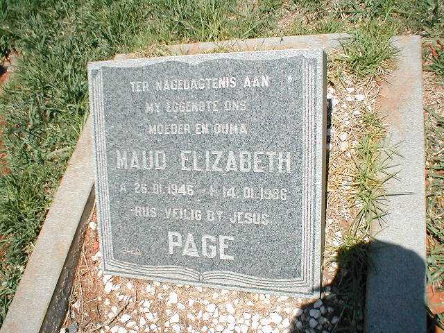 PAGE Maud Elizabeth 1946-1986