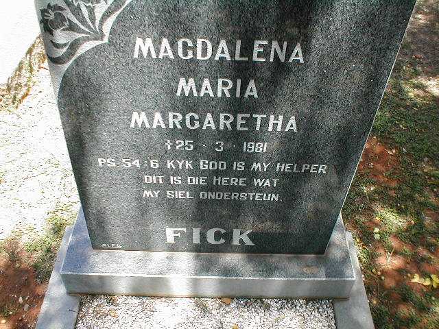 FICK Magdalena Maria Margaretha -1981