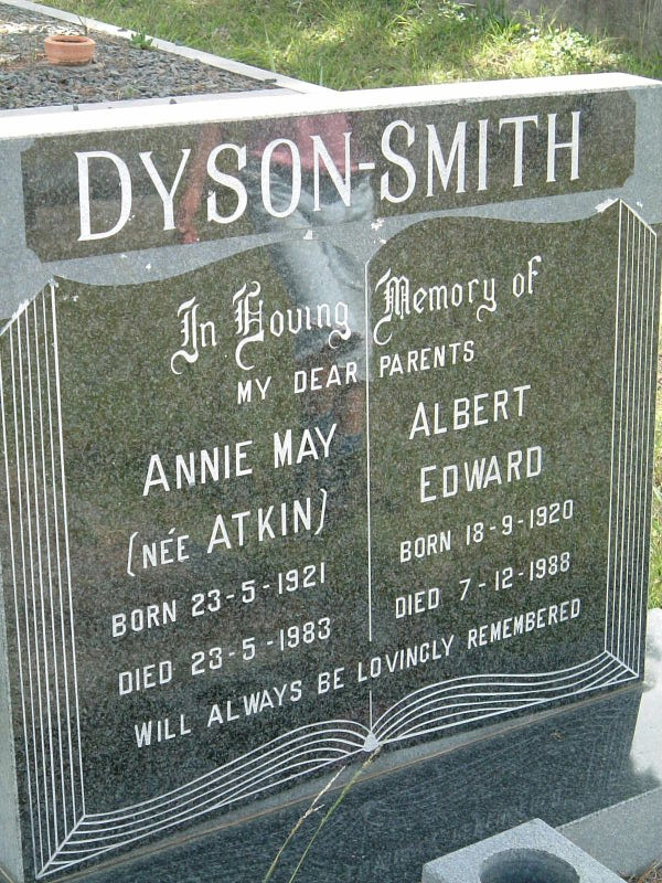 SMITH Albert Edward, DYSON 1920-1988 & Annie May ATKIN 1921-1983