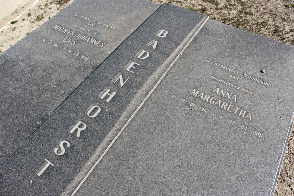 BADENHORST Matthys Johannes Uys 1911-1989 & Anna Margaretha 1912-1991