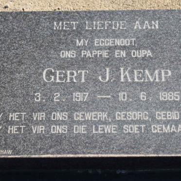 KEMP Gert J. 1917-1985