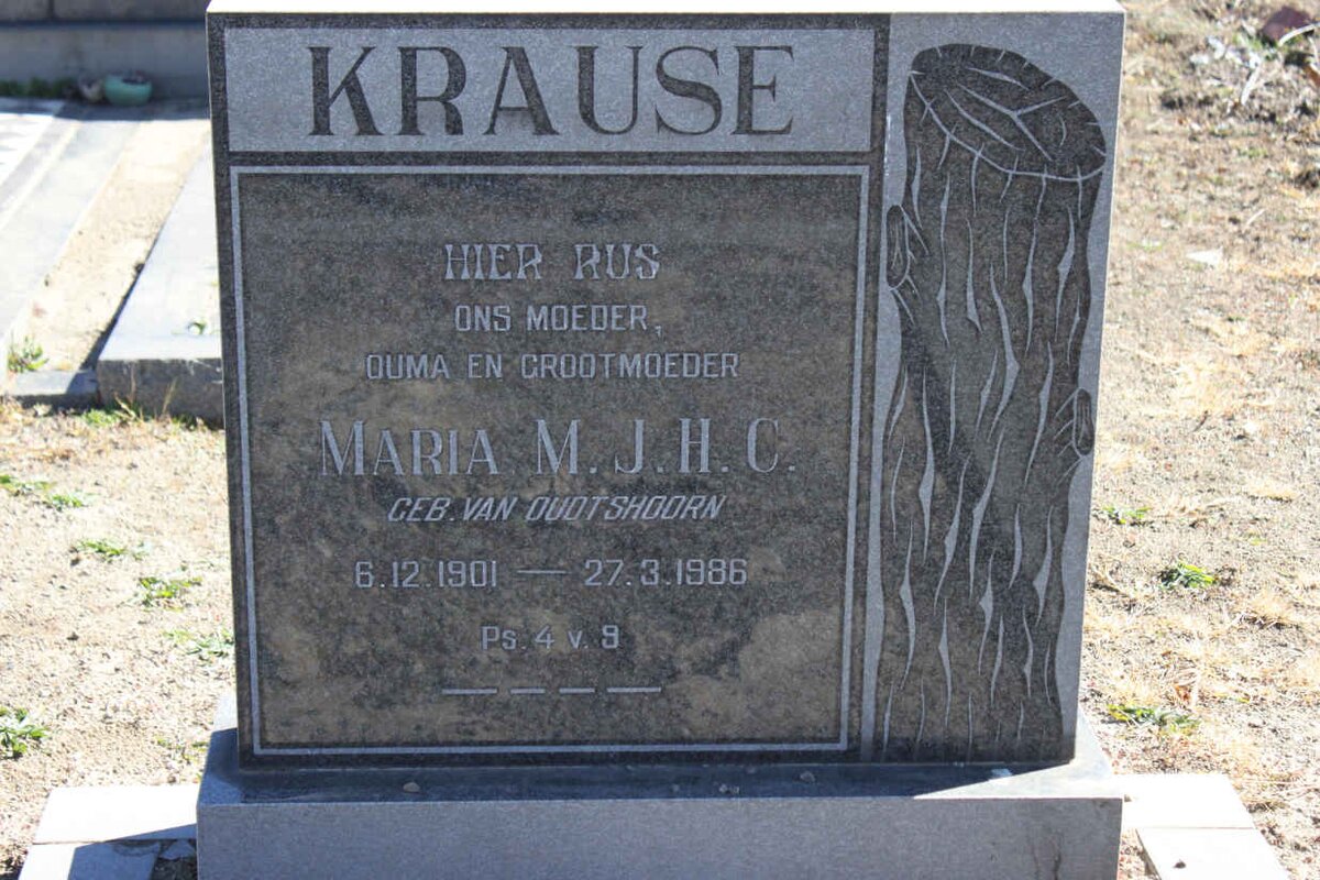 KRAUSE Maria M.J.H.C. nee  VAN OUDTSHOORN  1901-1986