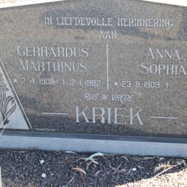 KRIEK Gerhardus Marthinus 1909-1982 &amp; Anna Sophia 1909-