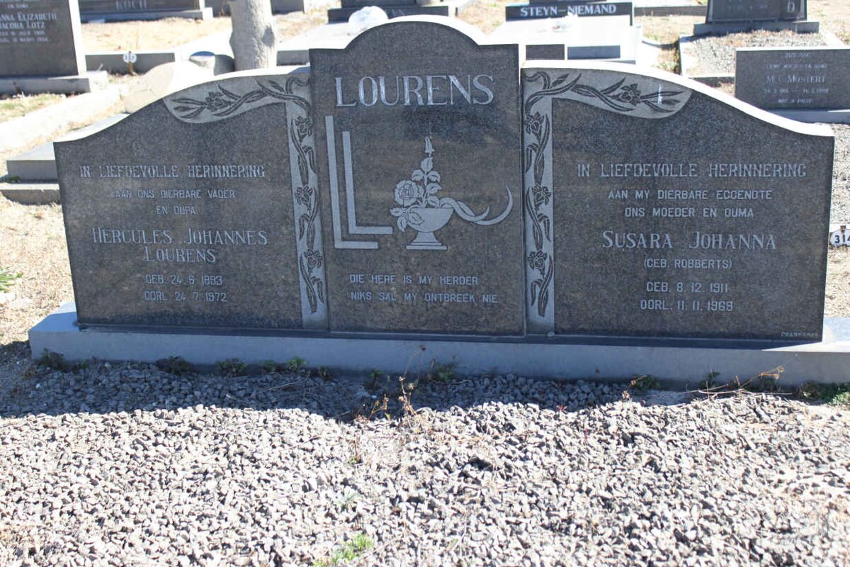 LOURENS Hercules Johannes 1883-1972 &amp; Susara Johanna ROBBERTS 1911-1968