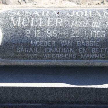 MULLER Susara Johanna nee DU TOIT 1915-1985