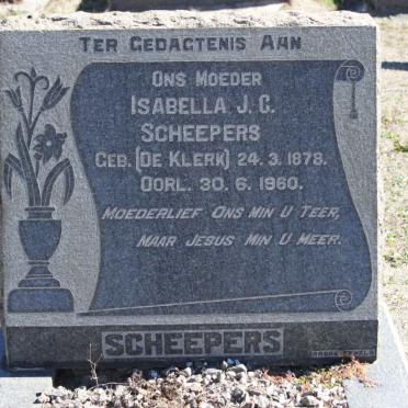 SCHEEPERS Isabella J.C. nee DE KLERK 1878-1960