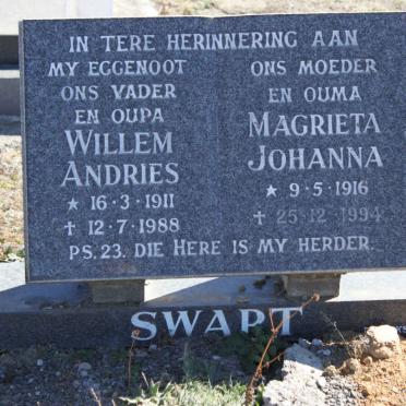 SWART Willem Andries 1911-1988 &amp; Magrieta Johanna 1916-1994