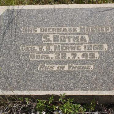 BOTHA S. geb V.D. MERWE 1868-1949